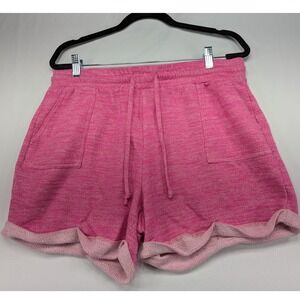 Zoe + Phoebe Pink Marl Knit Lounge Shorts‎ Womens Large Drawstring Pockets